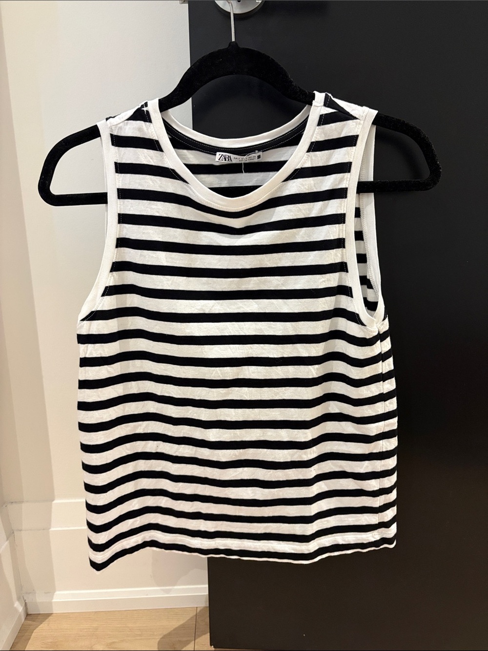 Zara Black & White Striped Tank Top